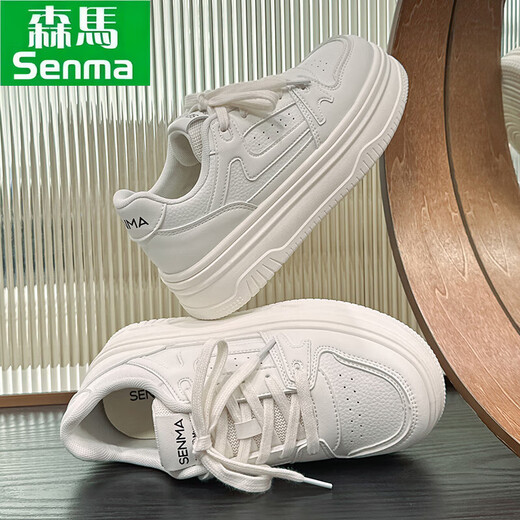 Semir women's shoes thick sole white shoes for women 2025 summer new casual shoes women's board shoes panda shoes breathable sports shoes for women w795 beige 37 (235mm)