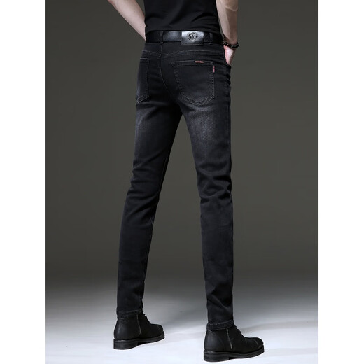 TOME BORNEK high-end brand black jeans men's 2025 summer new Korean version trendy retro small feet stretch pants men 1049 gray 29 two feet two