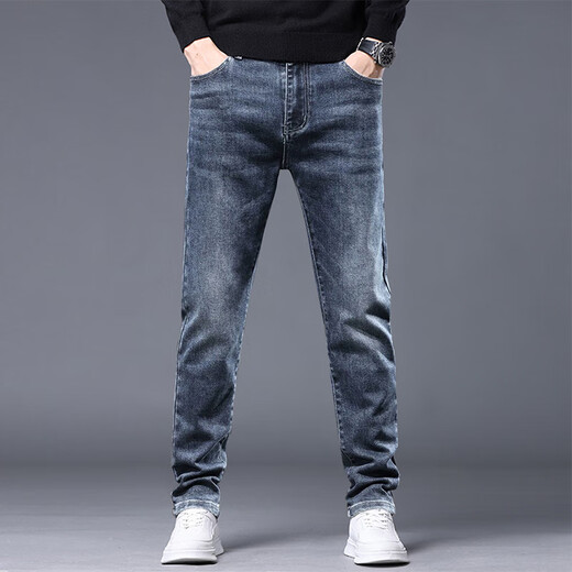 Avec des jeans extensibles de printemps de Yishion purs pour les hommes minces droits et polyvalents à la mode pantalons longs d'été 2025 Nouveau style 6621 bleu et gris 29