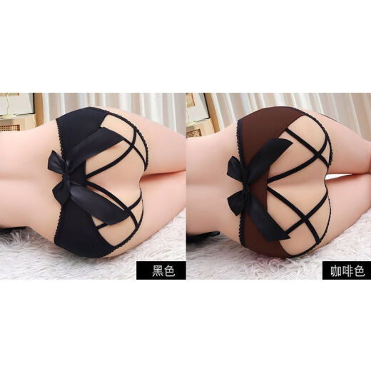 颜蓓薇莫代尔情趣性感低腰女士内裤蕾丝镂空细带免脱开档诱惑丁字三角裤 869黑色 1条 均码
