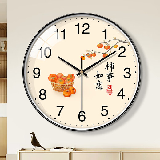 BBA wall clock living room Shishiruyi new Chinese creative restaurant decoration clock wall quartz clock 25cm