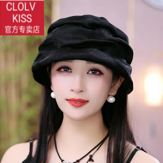 clolv kiss2025 neuer Hut für Frauen, die Seidenweihhuthut tragen und weißes Haar modische Huthutfischer Hut Frauen Milch Tee Einen Größe einstellbar