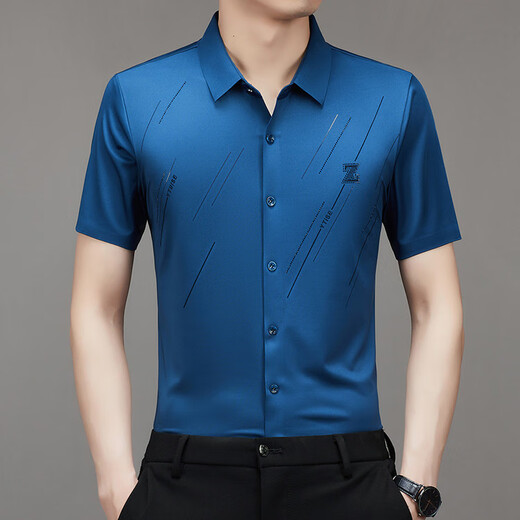 Camisa de manga corta de lujo de alta gama AEMAPE AEMAPE AMAMENTO MODER SUMERA NUEVA FALLA ANTIA FRACHA FRACHA ANTIA Y NARNES 9901 Azul claro [100%] L 170115-135Jin [Jin equivale a 0.5 kg] desgaste