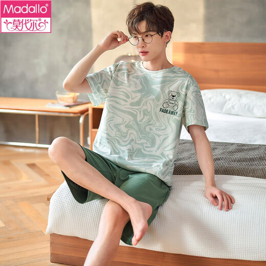 Modal Pyjamas Männer Sommer Baumwolle kurzärmelige Cartoon Teenager-Schüler mittelgroße Kinder dünne Herren-Hauskleidung Anzug Sommer WB1517 Detective Conan XL Standard [High 170-175 Gewicht 125-150]