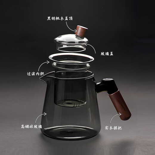 Tea Prince Teapot Tea Water Separation Tea Cup High Borosilicate Glass Teapot Tea Set Personal Cup Filter Tea Green Tea Cup Tea Set Xiangyun Teapot-Smoke Gray