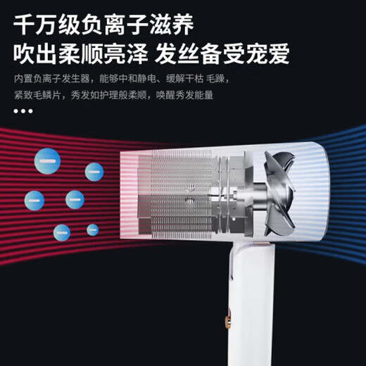 Yongri 6629 negative ion hair care internet celebrity model 1800W home high wind power hair dryer travel portable folding hair dryer hot and cold air quick-drying hair dryer elegant white