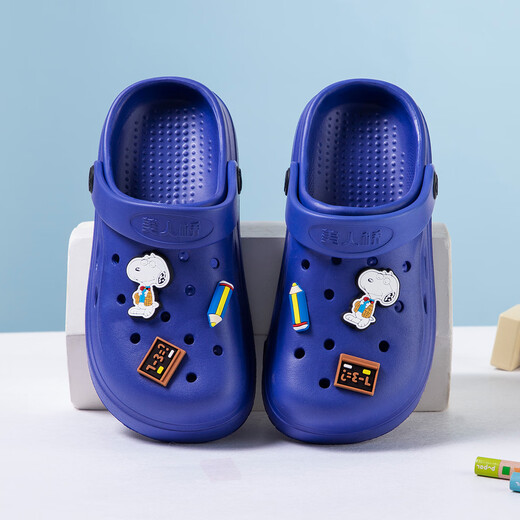 Snoopy Snoopy Chaussures pour enfants Chaussures de trou d'enfants garçons et filles enfants d'âge moyen Chaussures de jardin extérieur sandales 1103 Navy 30