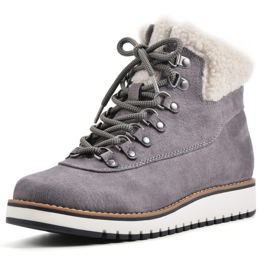 WHITE MOUNTAIN Women's Comfort Ankle Boots, Light Gray/Fabric Light Gray/Fabric 7 Wide