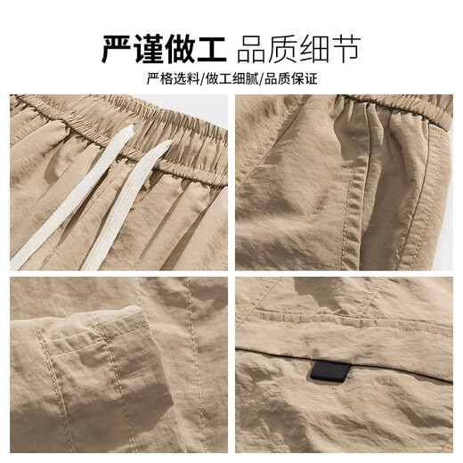 罗蒙冰丝工装短裤男士夏季潮牌新款宽松中裤休闲潮流薄款五分裤子男 DK701绿色 XL