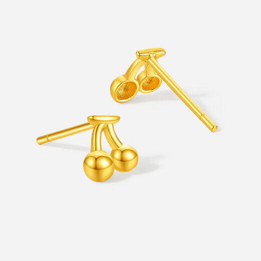 Saturday Fortune Cherry Gold Earrings Women's Football Gold Earrings Birthday Gift Price A0915205 One Pair Approximately 0.76g