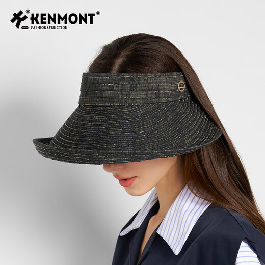 Kenmont卡蒙大檐空顶防晒帽女2025夏季新款遮阳帽防紫外线太阳帽KM-6223 KM-6223/黑色 F：57cm可调节