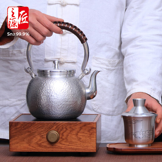 The Source of Craftsman Pure Tin Wine Kettle Warming Wine Kettle Yellow Wine Boiler Wine Warmer Wine Divider Kettle Large Warm Wine One Liter Household Wine Hand-engraved Model