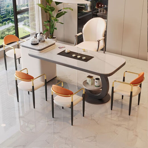 Slate balcony tea table and chair combination light luxury modern kettle integrated coffee table living room household small tea table single table pattern optional 1.2 meters free tea set