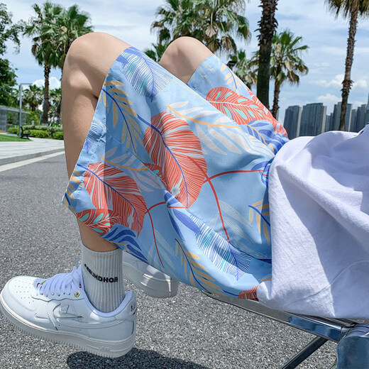 Jueshao Beach Shorts masculin mince mince à séchage rapide rapide à la mode imprimé grand short lâche pyjama décontracté pantalon à cinq croustilles 677 blanc 5xl
