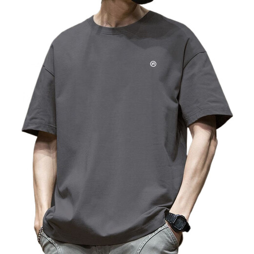 Gtyuwvg Amerikaner Trend Japanisch und Korean neues T-Shirt mit kurzer Ärmeln für Männer und Frauen gedrucktes Muster halbärmelig loses Casual T-Shirt für Männer und Frauen grau 1365 XL