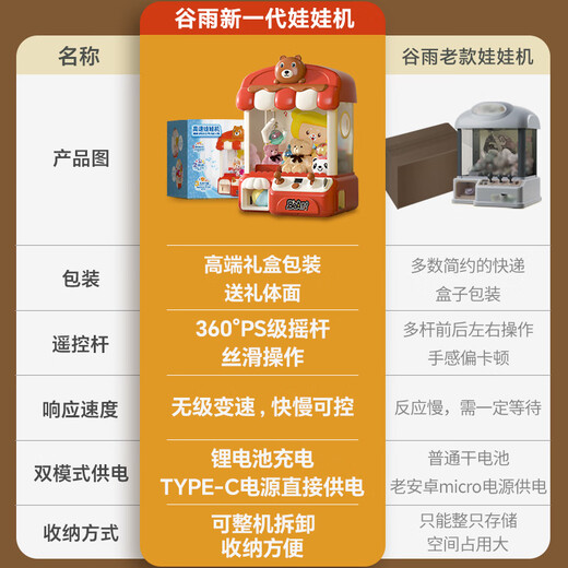 谷雨（GOODWAY）抓娃娃机大号儿童玩具大型公仔家用游戏机女孩过家家男孩生日礼物