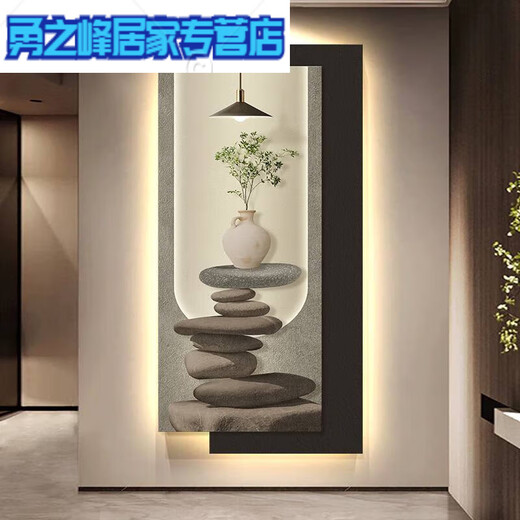 现代轻奢玄关装饰画简约感led灯入户正对门挂画2025新款壁画 T12347 100*200cm 插电语音控制款UV精
