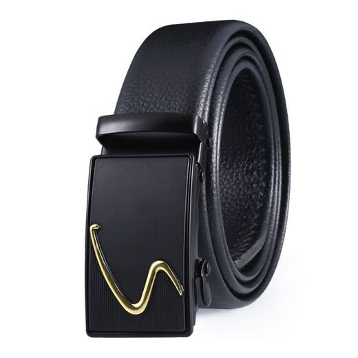 New men's belt automatic business fashion middle-aged casual pants belt versatile youth belt Korean style pants belt simple black square belt + buckle 120cm
