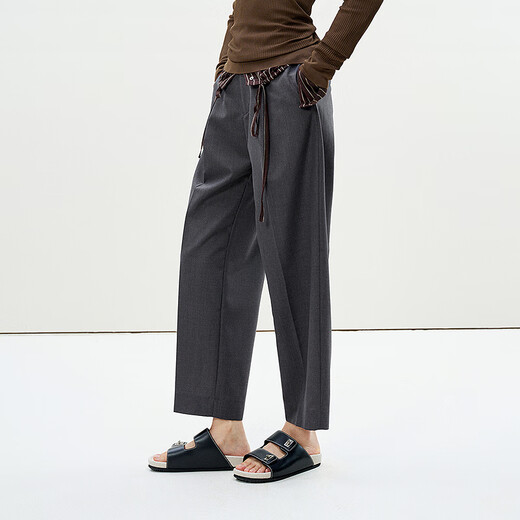 Menos [mismo estilo en el centro comercial] 2025 Summer Nuevo pantalones de recorte recto informal 2p4e13660 011 Carbon Black M