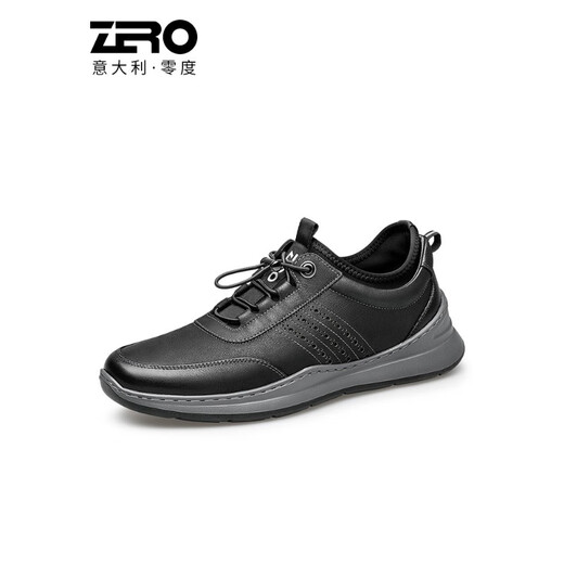 零度【休闲皮鞋 断码捡漏特价】ZRO男鞋休闲鞋真皮男士轻便柔软 黑色 d13799 44