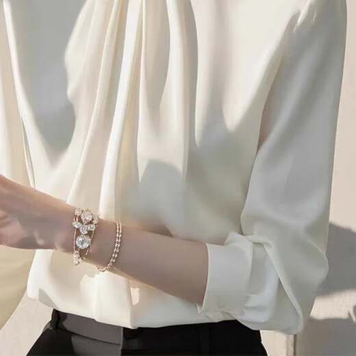 French style design white shirt for women 2026 spring new professional long-sleeved shirt women's tops white M recommended 100-112Jin Jin equals 0.5 kg
