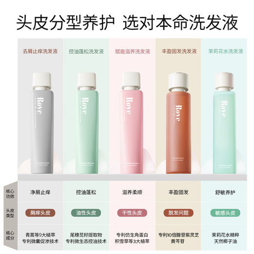 roye若也控油洗发水清爽蓬松秀发洗发露留香双瓶装（236ml+150ml）