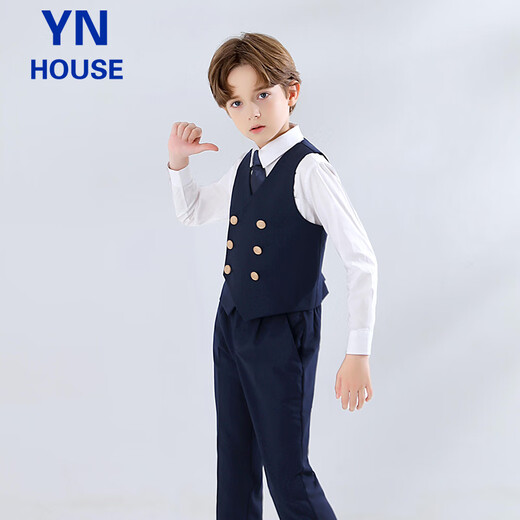 Yinuofang Kinderanzug Weste Anzug Marineblau Anzug 1. Juni Performance Anzug Host Performance Kleid