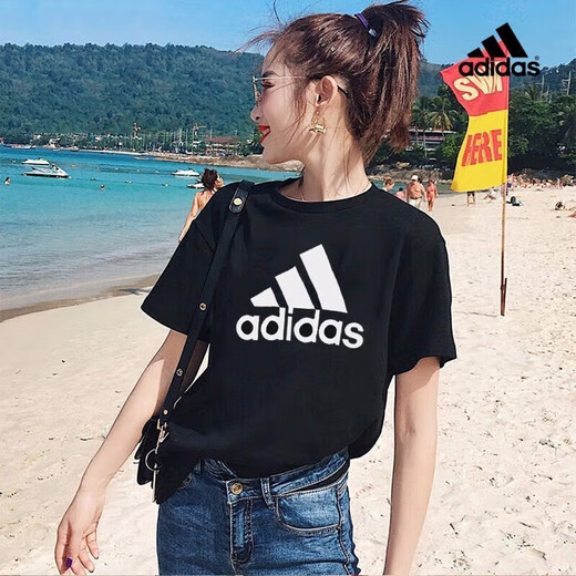 阿迪达斯 （adidas）女装运动套装25夏新款休闲经典透气短袖T恤宽松五分裤短裤两件套 GL0722+JE1309 L