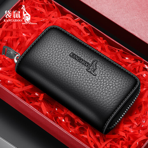 Kangaroo Key Sac Nouveau homme de voiture portable multifonction de la taille de voiture portable Hang 2025 Sac clé à la bouche de vache pour hommes noir