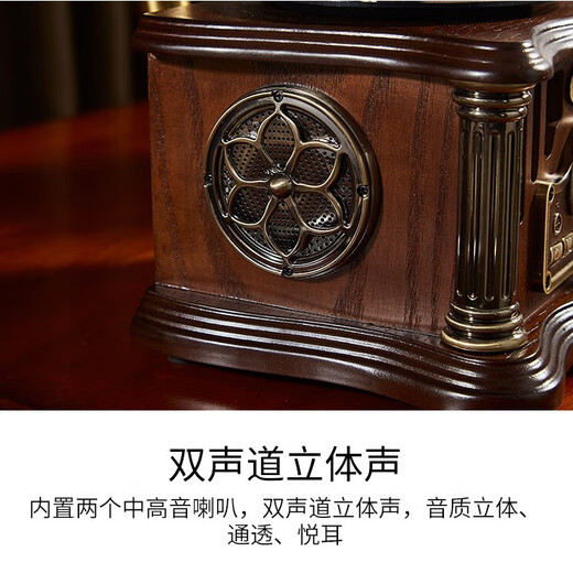 Otieno Antique Vinyl Phonograph Decorative Mini Rechargeable Bluetooth Speaker Retro Birthday Gift Home Ornament Dark Green Plug-in Rechargeable Free Music U Disk