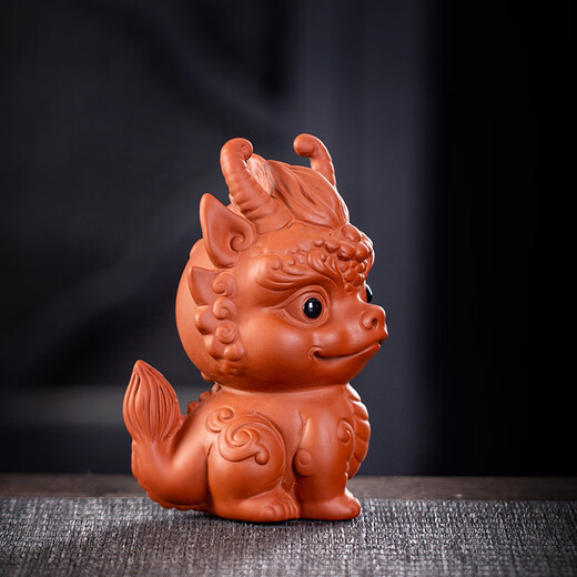 Fujian Yu Zisha Creative Lucky Dragon Tea Pet Ornament Decoration Can Raise Tea Table Mascot Guochao Tea Play Tea Ornament Zhuni-Double-Corned Dragon Tea Pet