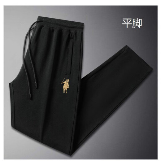 POLO SPORT American Ralph Lauren Spring and Autumn Men's Casual Pants Loose Drawstring Trendy Brand Sweatshirts Sports Men's Pants Versatile Black (Flat Mouth) 2XL