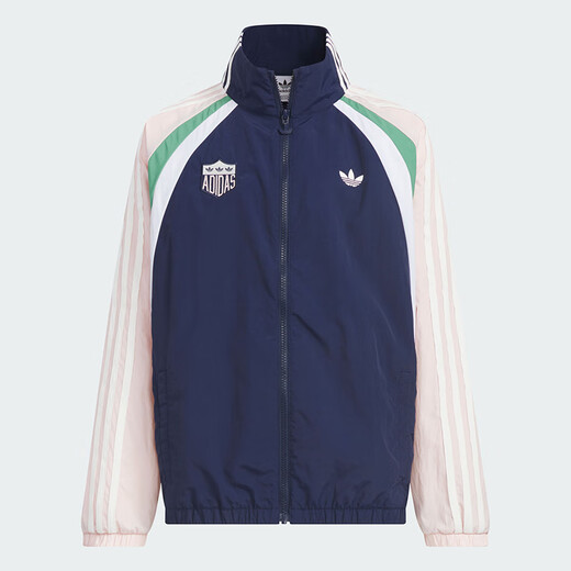 阿迪达斯（adidas）童装25夏女大童轻薄梭织外套三叶草三条纹宽松运动立领夹克KC1506