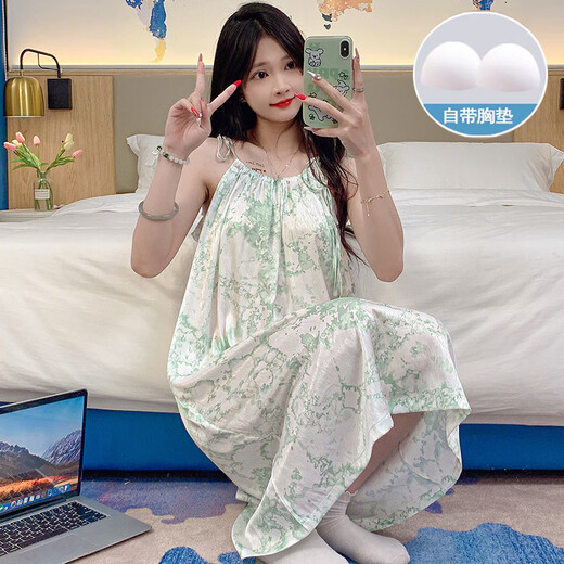 Dannanwei 2024 Nouvelle glace d'été Herringbone Sweet Pure Style avec poitrine PAD SEXY SOSPENSEGOWN pour les femmes QDM [R3888 #] M 160