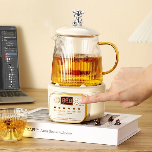 Good tool health pot all-glass kettle multi-function teapot mini office teapot for one person filter separated insulation stewing pot health cup small tea flower teapot smart model 0.85L glass cup + glass tea drain