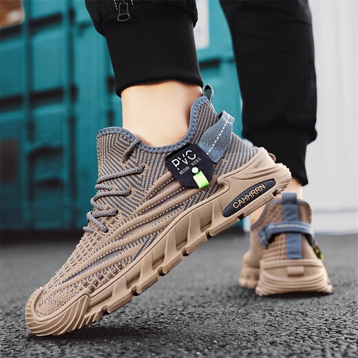 
Casual shoes for men's new style of flying mesh breathable running shoes for coconut soft sole travel casual shoes for sports shoes for dad shoes black 41