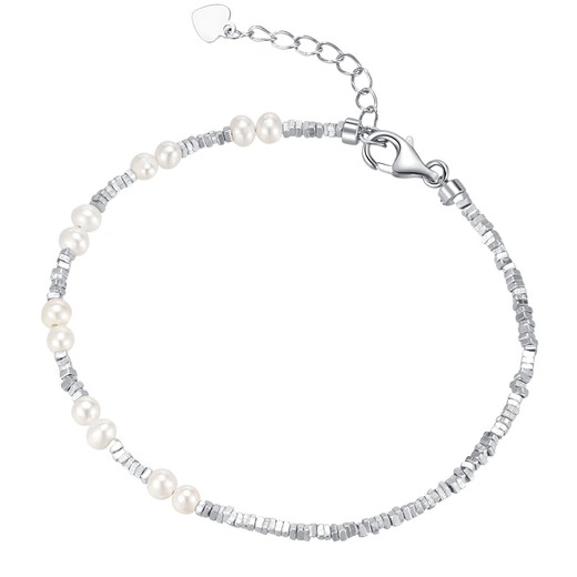 Laomiao S925 Silver Bracelet Broken Silver Freshwater Pearl Bracelet Women's Light Luxury Design S925 Silver Pearl Broken Silver Bracelet
