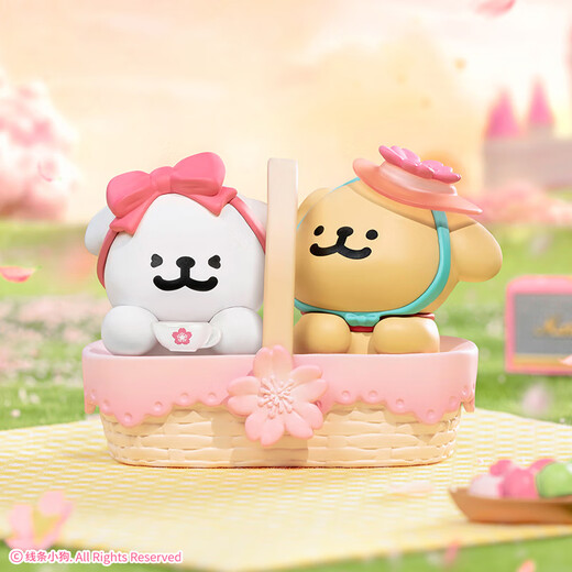 名创优品（MINISO）线条小狗浪漫樱花系列盲盒手办桌面摆件玩具生日礼物女 单盒