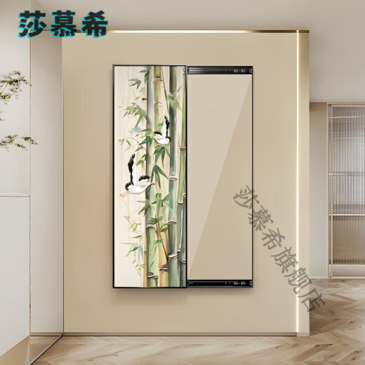 
ShamUXI (SHAMUXI) bamboo report safety living room hidden full length mirror decorative painting new Chinese style entrance mirror hanging painting bedroom wear fitting mirror WH-725-C-bamboo report safety 50*150+ crystal porcelain scratch-proof + left push-pull