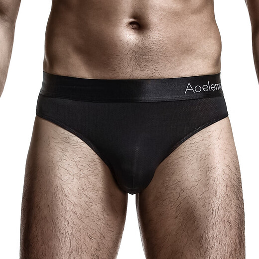 
Men's low waist solid color U convex elastic tight ice silk sexy T-pants slippery hip breathable thong T-pants sports 4-pants mixed color 4-pants XL