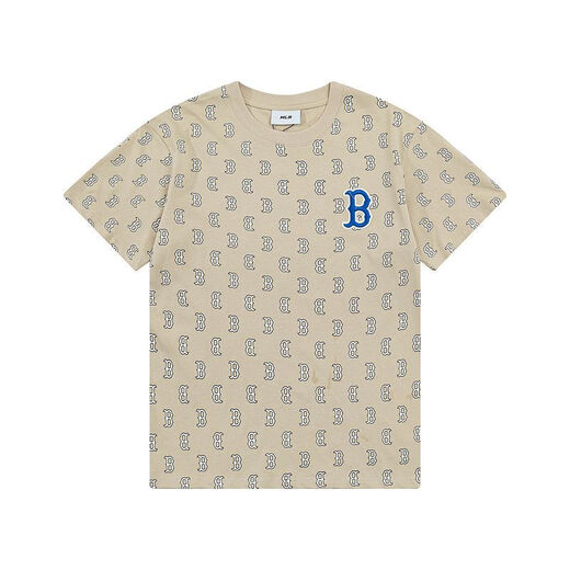
MLB trendy couple diamond presbyterian T-shirt casual short-sleeved summer half-sleeved top DT-9923 khaki S