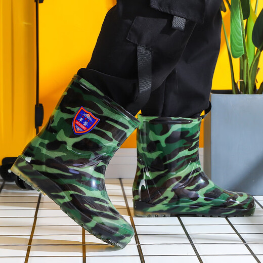 Dadong (Dusto) Neue mittlere und kurze Röhrenregenstiefel für die schwarze Küche der Männer wasserdichte PVC Oxford Foot Gummi Schuhe Arbeitsschutzschuhe Herrenregen Stiefel Tarnung 9928 36 36 36 36 36 36 36 36 36 36