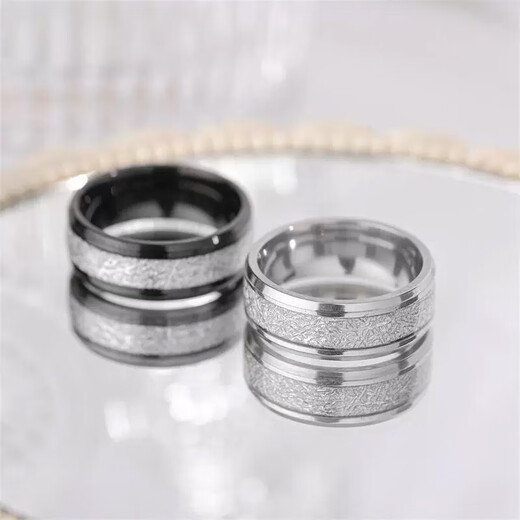 Shen Yun Rime Pattern Titanium Steel Ring Men's Ins Personality Trendy Fashion Handsome Boy's Ring Couple Ring Women's Colorless Rime Pattern Ring No. 8 Silver One