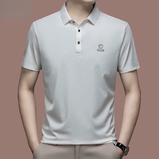 OLJ luxury brand men's summer new Polo shirt men's high-end short-sleeved T-shirt fashionable ice silk half-sleeved top black M 165 (suitable for weight 90-120Jin Jin equals 0.5 kg)