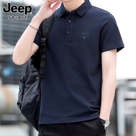 JEEP SPIRIT short-sleeved T-shirt for men 2025 new summer sports t-shirt loose lapel breathable high-end casual polo shirt for men 7027 military green regular L