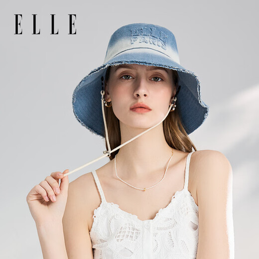 ELLE sun protection hat for women at the seaside denim sun hat versatile cute gift for girlfriend fisherman hat