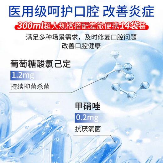 Jinkouxin Compound chlorhexidine gargle 300ml*1 bottle for oral mucositis, gingival bleeding, periodontal abscess, oral mucosal ulcer, mouthwash