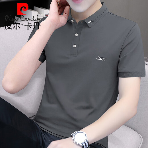 皮尔卡丹（pierre cardin）珠地棉刺绣Polo保罗衫男士修身短袖t恤夏季翻领上衣透气半袖男装 S5012款 黑色 M 适合95-115斤