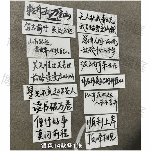 Yusen Yitingquan Quotes Metal Stickers Inspirational Quotes Creative Metal Stickers Light Boat has passed ten thousand mountains Mobile Phone Computer Pen No. L691 Reading Thousands of Books Silver