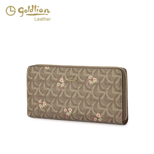 GY goldlion wallet long women's light luxury new fashion clutch printed multi-function coin wallet women's wallet handbag khaki